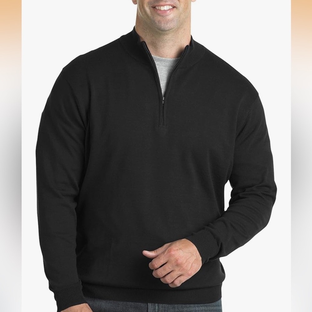 Men’s HB Harbor Bay black 1/4 zip sweater. Size 2XLT